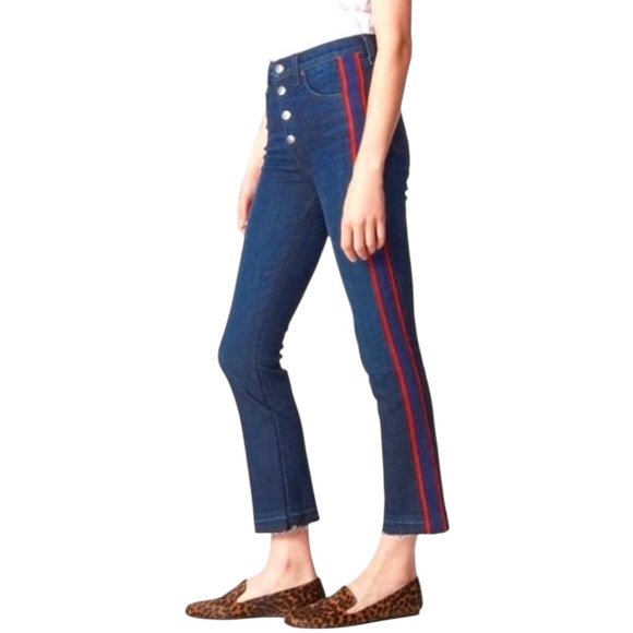 Veronica Beard Denim - VERONICA BEARD Carolyn 10" Baby Boot Jeans Flare Crop Mid-Rise Stripe Size 25